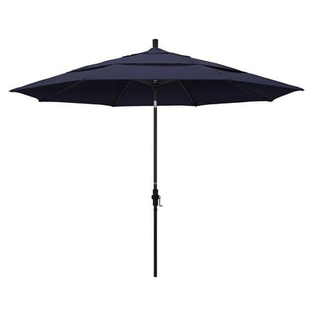 California Umbrella 11 ft. Aluminum Market Umbrella Collar Tilt DV Matted Black-Sunbrella-Navy