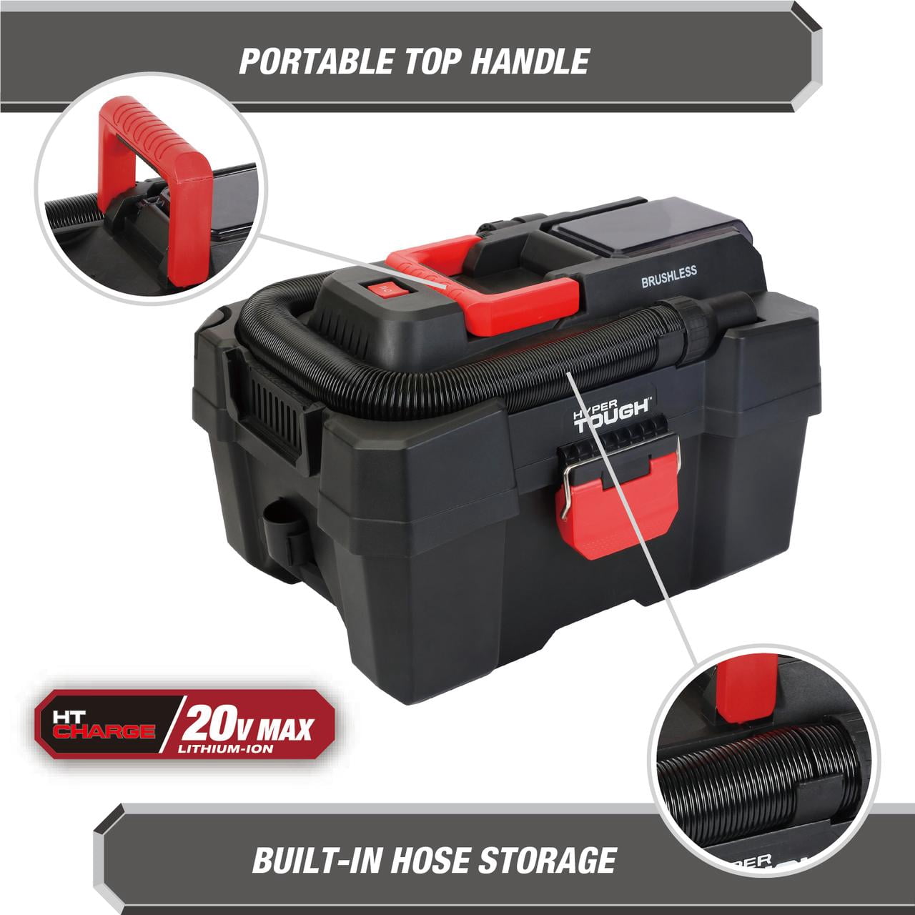 Hyper Tough 20V 3-gallon Wet Dry Vacuum Bare Tool