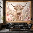 thumbnail image 6 of Highland Cow Centered in a Pastoral Flower Field, Serene Illustration for Animal Lovers, Farmhouse Wall Art, Housewarming Gift, Tapestry Wall Hanging for Bedroom and Studio, 6 of 7