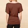 thumbnail image 4 of Pincandy Womens T Shirts Short Sleeve Shirts-neck Summer Casual Lightweight Clothes V Neck Short Sleeve Wrap Front Drape Dolman Tunic Top,Brown,XL, 4 of 6