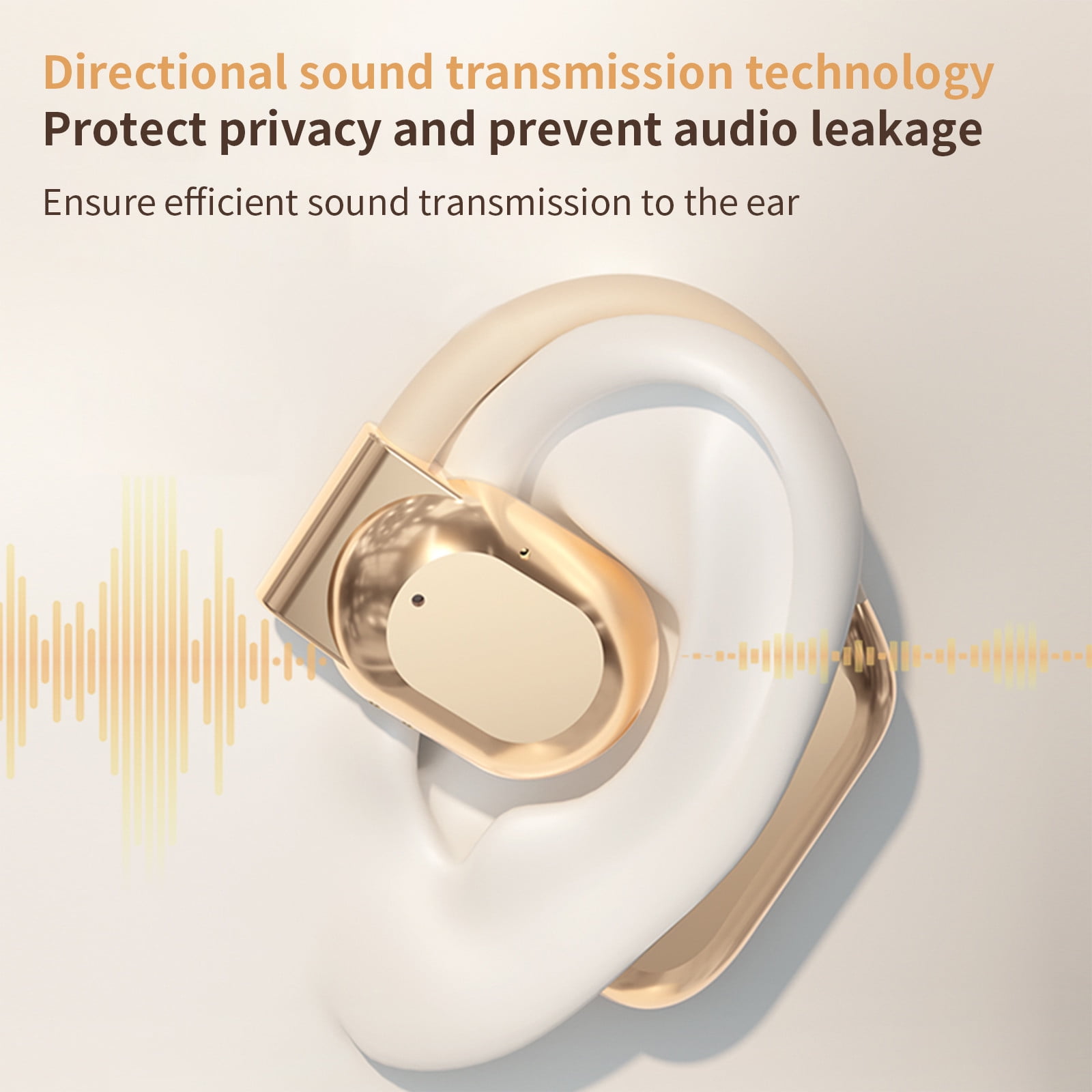 Open Ear Wireless Headphones Bluetooth Sport Headset Ear Clip-On Earbuds with Microphone for Noise Call, IPX6 Water-Resistant, Air Conduction Wireless Headset for Running, Cycling