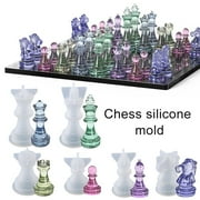 6PCS Chess Resin Molds Set 3D International Chess Piece Silicone Molds for Resin Casting Epoxy Silicone Molds for DIY Crafts Chess Jewelry Making