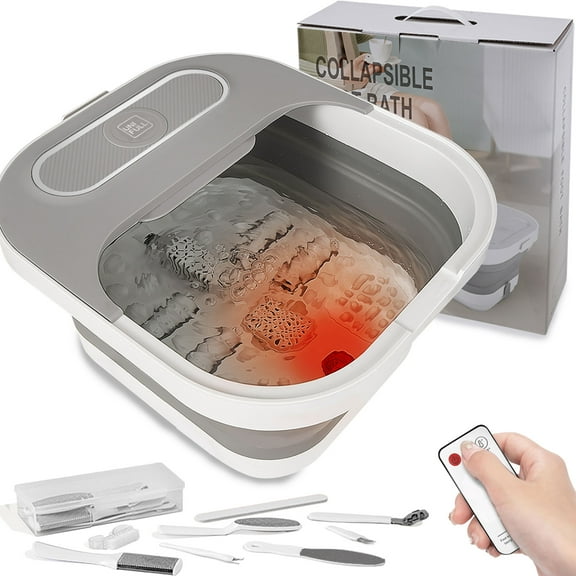 UNIFULL Foot Spa Bath with Heat and Temperature Control, Massager Roller, Bubble, Remote Control, Pedicure Kit, Red Light, Heating Foot Bath