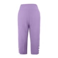 thumbnail image 6 of Enjoytime Women Capri Pants Elastic Waist Button Split Hem Capris Summer Lightweight Casual Cropped Pants, 6 of 8