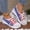 Blue, variant on Color Block Flyknit Lace Up Shoes for Women, Mesh Upper Breathable Casual Footwear, Lightweight Fashion Daily Shoes, Comfortable Sneakers For Walking Shopping Outdoor Activities
