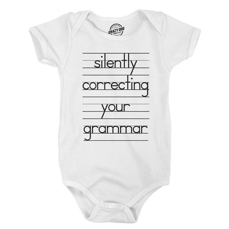 

Baby Silently Correcting Your Grammar Funny Lined Paper Creeper Bodysuit (White) - 6 Months