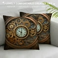 thumbnail image 3 of JEUXUS  Throw Pillow Cover Blue Beauty Rusty Steampunk with Clock and Different Kinds of Gears 3D Bronze Decorative Throw Pillow Cushion Case for Home Couch Living Room  Pillowcase, 3 of 5