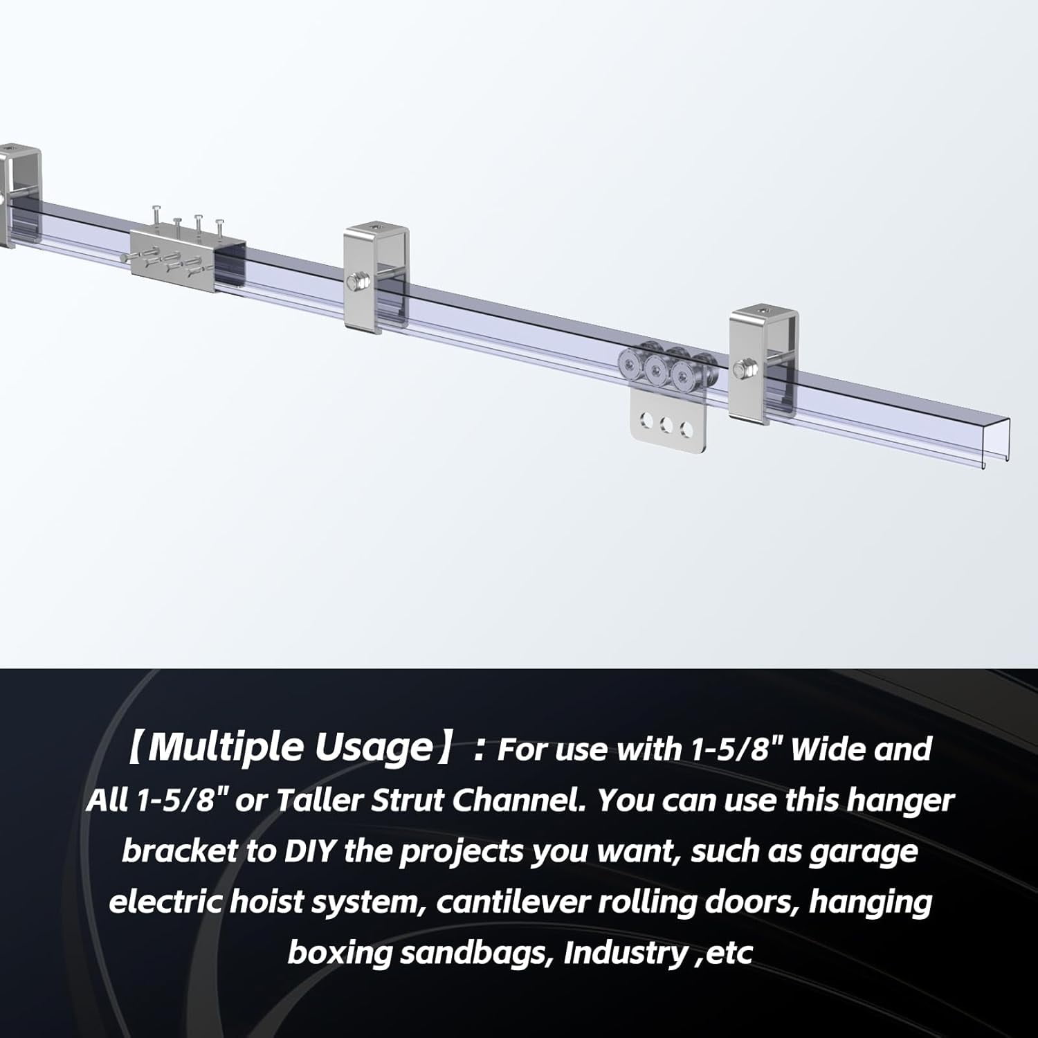 LAJIAOZ Channel Trolley Track Hanger Bracket for UNISTRUT Strut Channel, 1-5/8 Intermediate Support Hange Bracket for All 1-5/8" Channel Trolley Track (6)