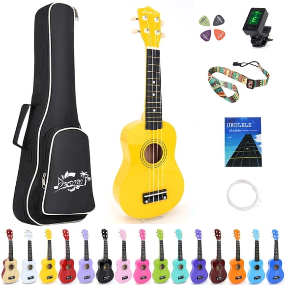 Amdini 21 Inch Ukulele for Beginners Basswood Soprano Ukelele Kit for Kids Adult Student Starter Mini Guitar Ukalelee Pack Bundle