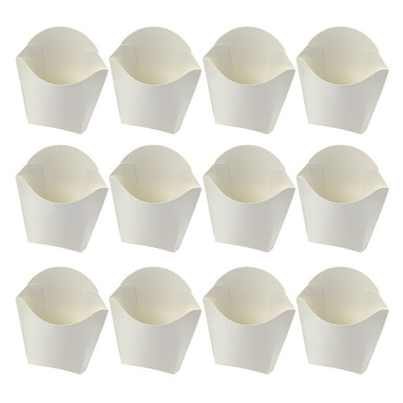 

NUOLUX 24Pcs Disposable French Fry Cups White Paper Snack Containers French Fries Holders