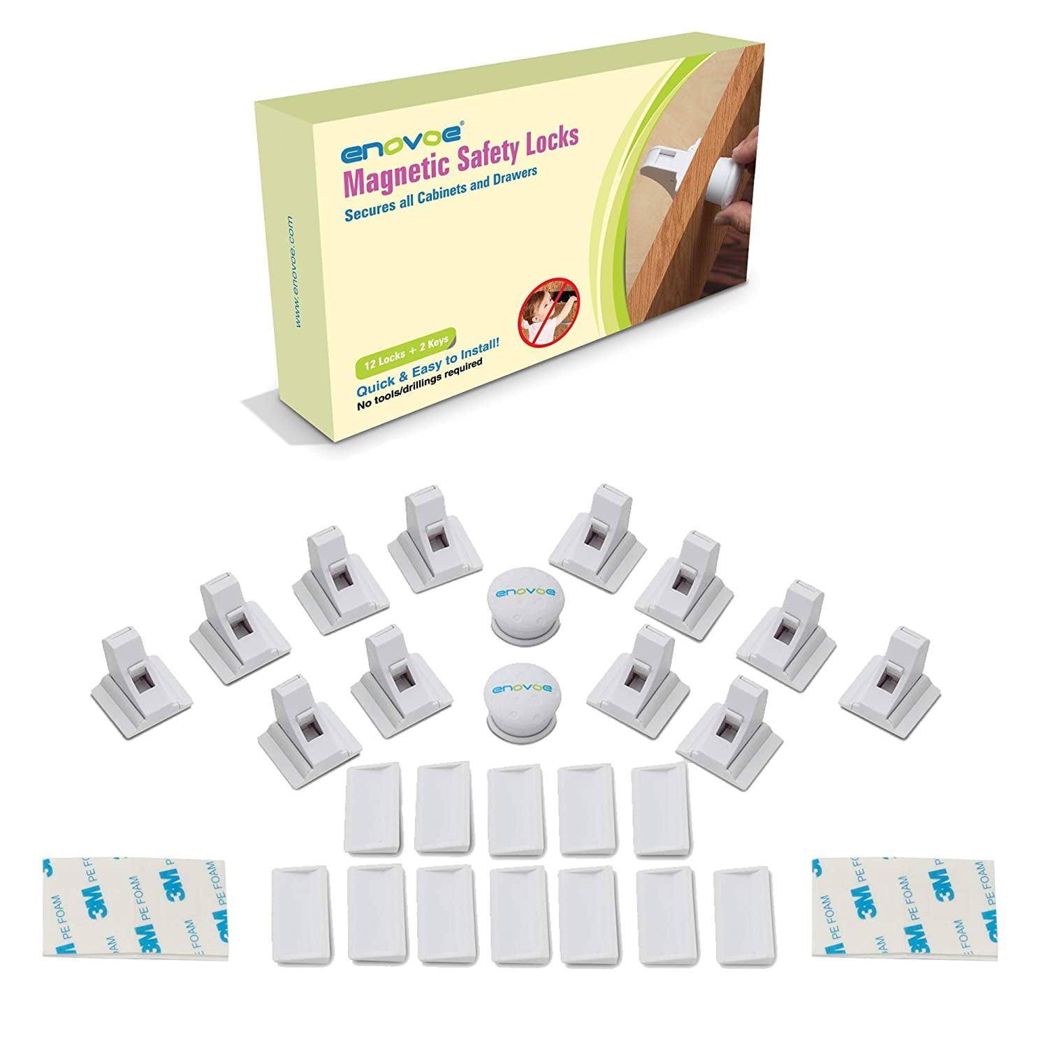 Enovoe Locks 12 Locks and 2 Keys Child Proof Locks are Easy to