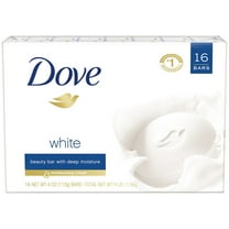 Dove White Beauty Bar Soap with Moisturizing Cream, White 4 oz, 16 Bars - NEW