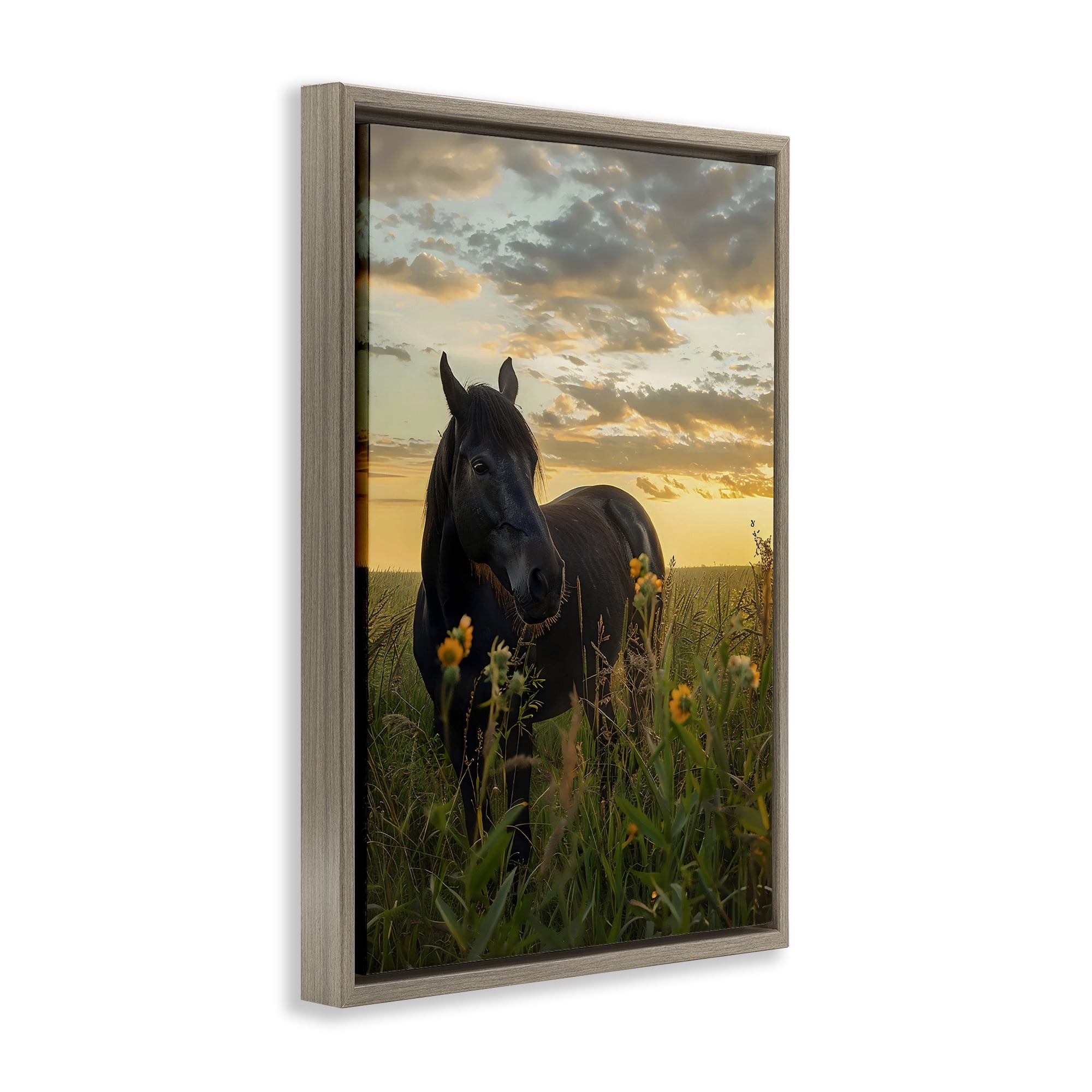 Stupell Industries Standing In Field Of Flowers Brown Framed Floater Canvas Wall Art, design by Creative Studio