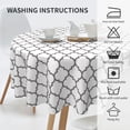 thumbnail image 2 of Moroccan Tablecloth Grey Quatrefoil Moroccan Table Cloth Round 60 Inch Washable Reused Plaid Table Cover for Holiday Party Dinner Dining Kitchen Table Decor, 2 of 6