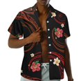 thumbnail image 2 of Uorisanigo Polynesian Hibiscus Couples' Outfits Men's Button Up Shirt Comfortable Summer Hawaiian Shirts and Women's Short Sleeve Shirts Comfort Collared Tropical Tops, 2 of 8