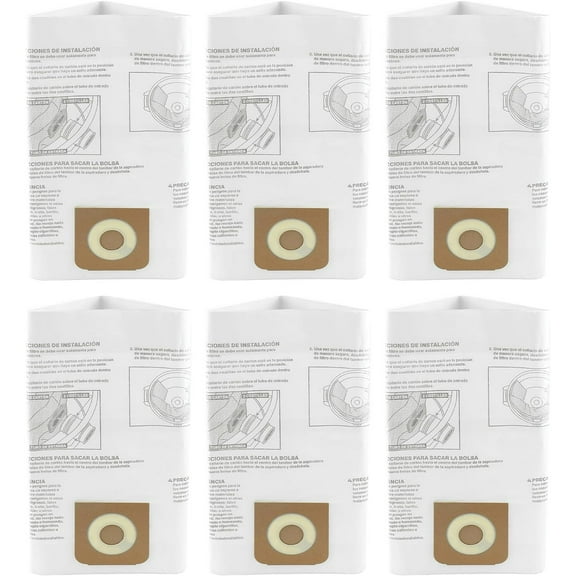 16 and 20 Gallon Wet/Dry Vacuum Collection Bags replace for CMXZVBE38749, Universal Vacuum Filter Bags, 6 Pack