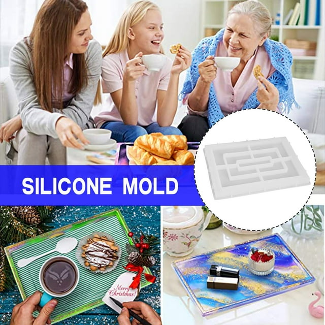 Ovzne Terrace Storage Box Storage Box Resin Tray Crystal Epoxy Mirror Is Not Deformed Divided Storage Box On Clearance