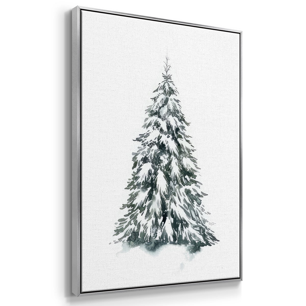 Blue Spruce II - Framed Gallery Wrapped Holiday Canvas - 17 x 25 - Silver Frame