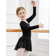 thumbnail image 3 of Oudiya Girls Long Sleeve Ballet Leotards with Shinny Skirts Criss-Cross Back Dance Dresses for Kids 3-11Y, 3 of 8