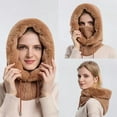 thumbnail image 2 of YooGuoGuo Winter Women 3in1 Knitted Ski Hat With Scarf Neck Warmer Fleece Lined Hood Face Mask Adult Balaclava For Outdoor Sports, 2 of 6