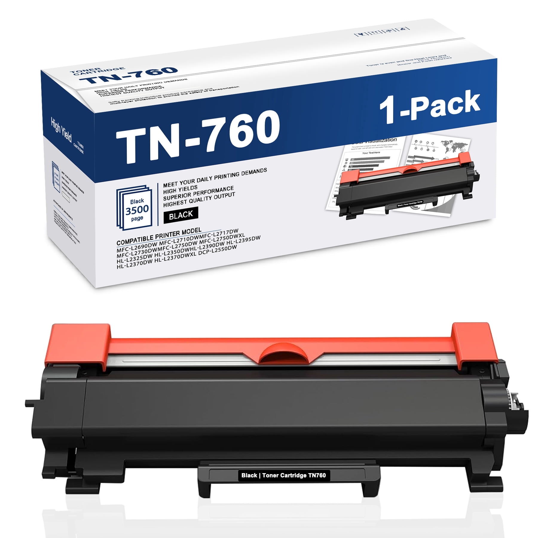 Brother Genuine High-Yield TN7602PK Black Toner Cartridges Twin