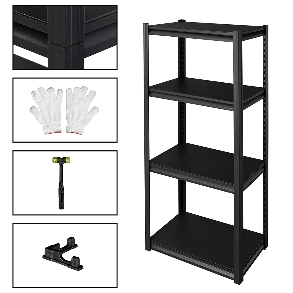 Metal Storage Rack, 4 Tier Adjustable Steel Shelving Heavy Duty Metal Garage Organizer, Black - image 2 of 10
