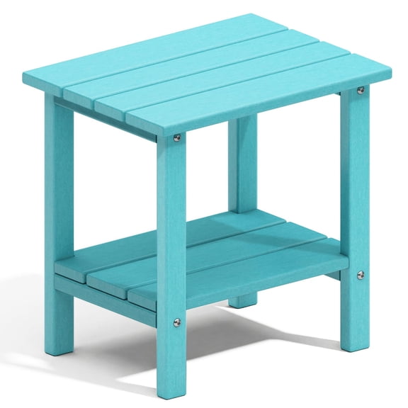 OTSUN Adirondack Outdoor Side Table, 16" HDPE Patio Side Table with Shelf, Weather Resistant Easy Maintenance for Backyard Pool Porch Garden & Lawn