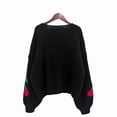 thumbnail image 3 of Womens Tie Front Cardigan Cute Cherry Open Front Y2k Sweater Oversized Chunky Knit Cardigan Tops Black S, 3 of 7