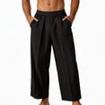 thumbnail image 5 of SAWOBUUN Mens Wide Leg Pleated Dress Pants Elastic Waist Loose Fit Trousers Comfortable Business Casual Pants, 5 of 5