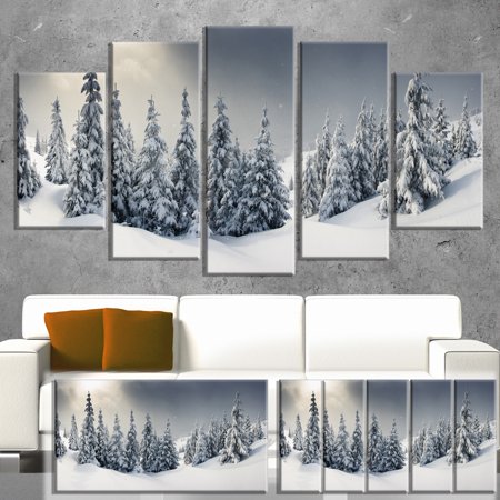 Christmas Winter Landscape Photos DESIGN ART Designart 'Winter Landscape' Photo Canvas Wall Art Print - Grey ()