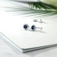 thumbnail image 6 of Gem Stone King 10K White Gold Blue Sapphire and White Lab Grown Diamond Halo Earrings for Women | 0.85 Cttw | Round Cut 4MM, 6 of 6