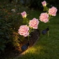 thumbnail image 5 of Hometravel Solar Faux Flower Stake Lights, Waterproof LED Artificial Rose Garden Decor, Auto On/Off Landscape Lighting for Patio and Yard, 5 of 8