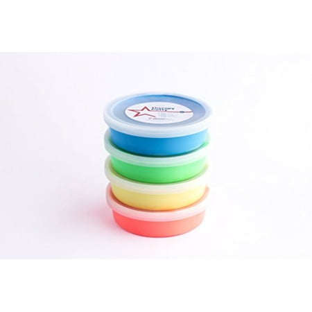 Therapy Putty Resistive Hand Exercise Kit, Set 4 strengths, 2 Ounce, 4 Piece Set (Yellow, Red, Green, Blue)