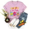 thumbnail image 4 of Uooqdmx Graphic Tees Women, Easter Outfits for Women, Shirts for Women Trendy, Happy Easter Letter Easter Egg Print T Shirt, Oversized Shirts for Women, Pink 2 3XL, 4 of 5