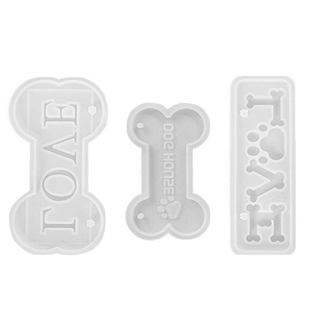 1 Set Dog Bone Tag Molde Molde de silicona Fondant Molde Resina Llavero Molde DIY Molde de fundición de hueso