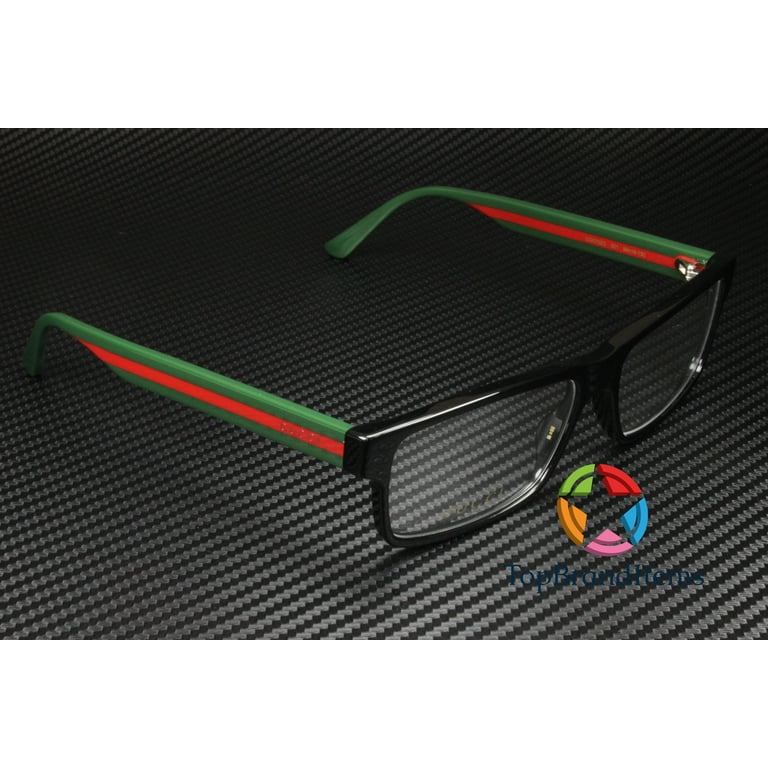 GUCCI GG0752O 001 Rectangular Black Green Red Demo Lens 56 mm