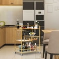 thumbnail image 2 of SULIVES Gold Bar Carts with 4 Tier Shelves Wine Rack, Tempered Glass Holder, and Lockable Wheels, 2 of 7