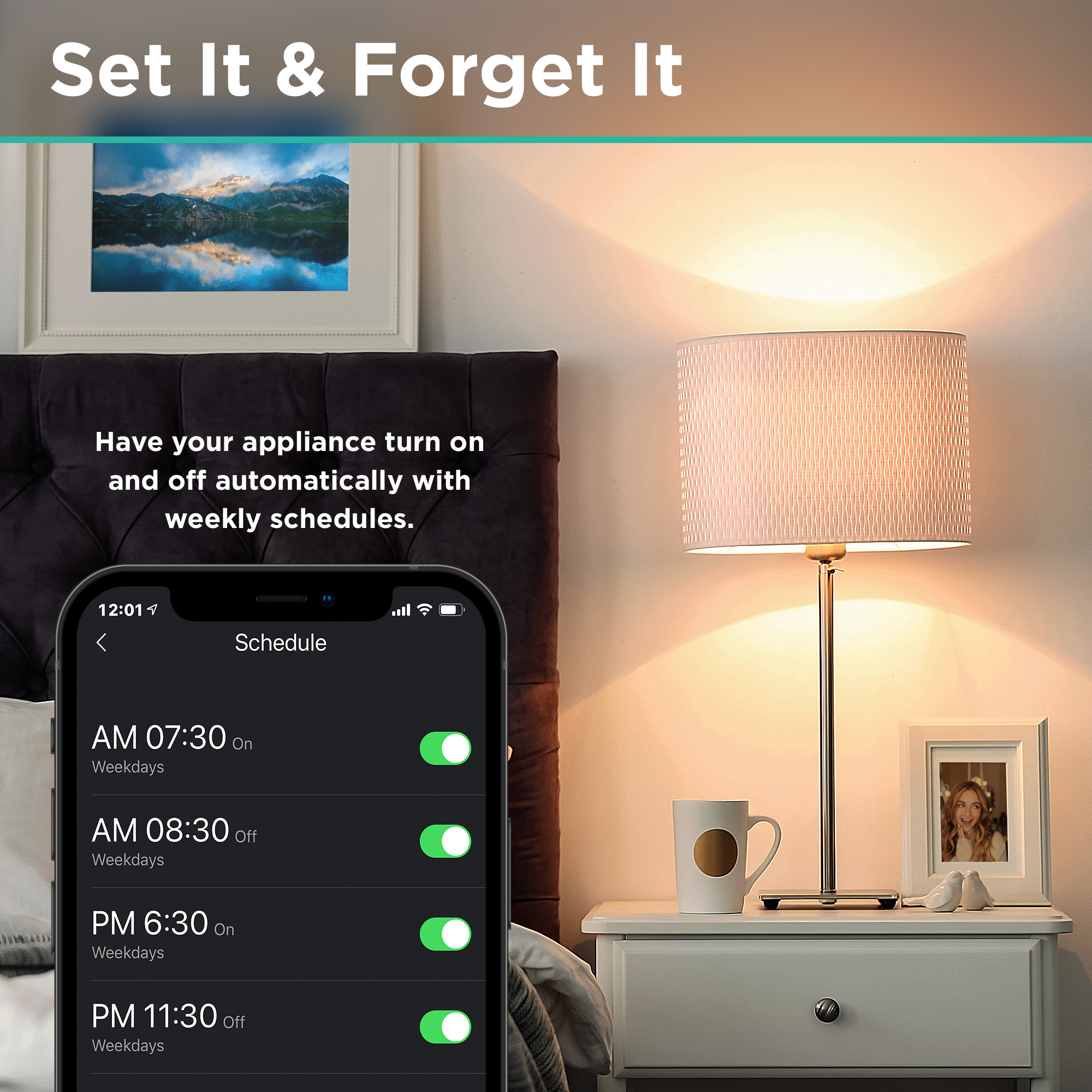 iHome Smart Plug 2-Pack, 10A Wi-Fi Outlet, White photo 6