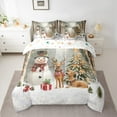 thumbnail image 2 of Homewish Cartoon Xmas Snowman 7pcs Bedding Comforter Set,Wild Christmas Reindeer Queen Bedding Sets,White Brown Green Queen Sheet Sets For Kids,Super Cozy Room Decor Reversible, 2 of 8