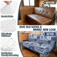 thumbnail image 3 of POLERO Stretch RV Jackknife Sofa Covers Suitable for Camper Motorhome RV Folding Sofa Bed Cover Fit for Camper RV Sofa, Blue Floral Patchwork, 3 of 7