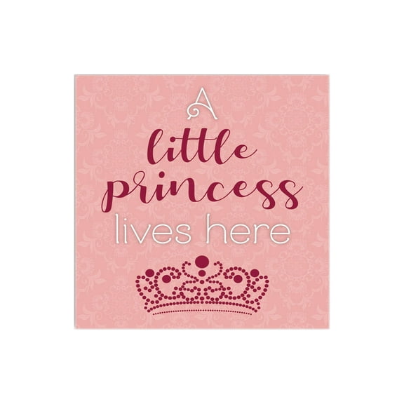 Little Princess Vivid Pink Damask 12 x 12 Wood Wall Sign Plaque