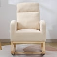 thumbnail image 6 of Modern Accent Rocking Chair with Solid Wood Bases and High Backrest, Teddy Upholstered Nursery Glider Rocker, Rocking Armchair with Side Pocket for Living Room Bedroom Office Game Room, Beige, 6 of 9