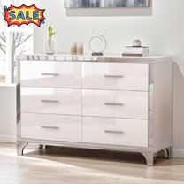 Tcbosik Dresser with 6 Storage Drawers, Chest of Drawers, Closet Storage Organizer for Bedroom Living Room, White