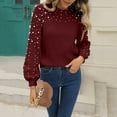 thumbnail image 2 of BJUTIR Womens Pullover Sweaters Women Fashion Loose Knit Bead Round Neck Long Sleeve Pullover Sweater Top, 2 of 6