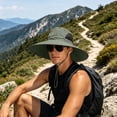 thumbnail image 7 of UTSJKR Mens Extra Wide Brim Mesh Side Fishing Bucket Hat with Secure Chin Cord for Spring River Angling Forest Trek Riverside Camping Wind Resistant Full Coverage Outdoor Gear Army Green, 7 of 7