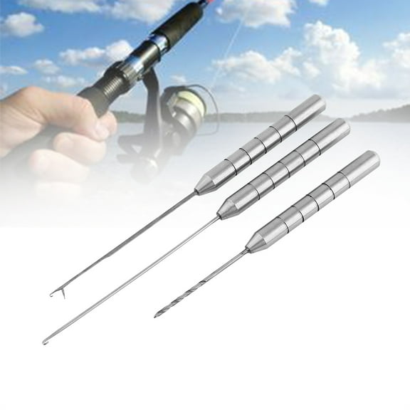 DOACT Fish Bait Tool,Fishing Drill Hook,Aluminum Alloy Fishing Bait Needle Set Fish Drill Tackle Baiting Rig Tool For Making Rigs