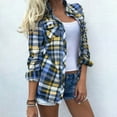 thumbnail image 1 of Mikilon Women's Casual Plaid Color Matching Pocket Button Loose Coat Shirt, 1 of 1