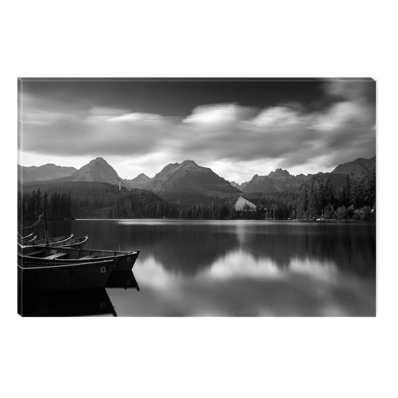 Startonight Canvas Wall Art Black and White Abstract Lake Landscape, Dual View Surprise Artwork Modern Framed Ready to Hang Wall Art 100% Original Art Painting 23.62 X 35.43 inch