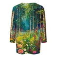 thumbnail image 4 of Tnhcen Hauts Basiques à Manches 3/4 Col Rond Imprimé Floral d'Automne pour Femmes - Grande Taille Chemises Amicales d'Automne P-3TG, 4 of 5