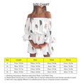 thumbnail image 4 of Vestido de mujer con estampado floral, hombros descubiertos, mangas largas con volantes, cintura alta, estilo túnica con volantes y corte en A., 4 of 5